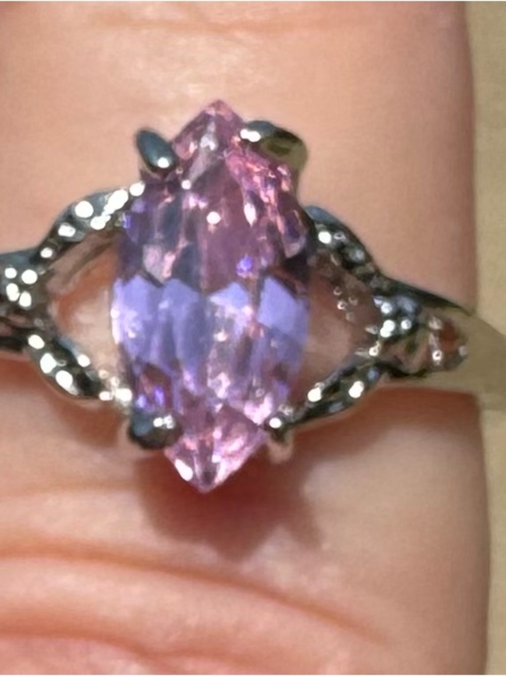 Marquise Pink Purple Simulated Gemstone Ring - Women Jewelry